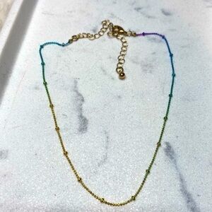 Rainbow Multi Color Tone Chain Necklace with Adjustable Clasp